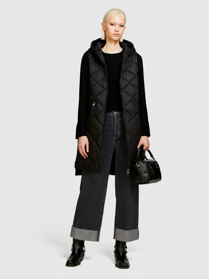 Long vest with hood - women's vests and sleeveless jackets - Black | Sisley image number 1